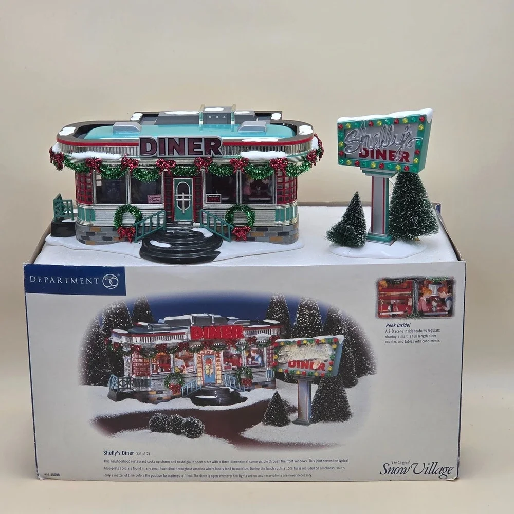 Department 56 Snow Village Shelly's Diner 1999 Illuminated 56.55008 Original Box